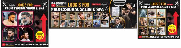 thumbnail Professional Salon & Spa Editable PSD Banner Template for Barber Shop and Beauty Salon Promotion